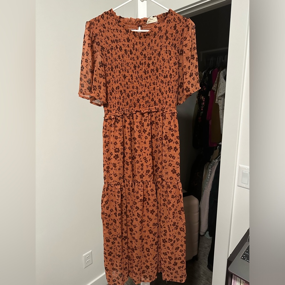 Burnt Orange Flower Dress